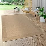 Paco Home In- & Outdoor Flachgewebe Teppich Sisal Optik Natürlicher Look Einfarbig Beige, Grösse:80x150 cm