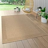 Paco Home In- & Outdoor Flachgewebe Teppich Sisal Optik Natürlicher Look Einfarbig Beige, Grösse:80x150 cm